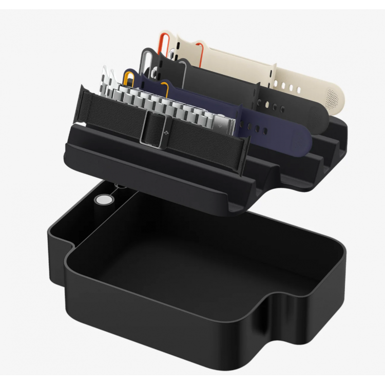 Spigen SGP Επιτραπέζια βάση Organizer για Apple Watch Band S340 με λειτουργία φόρτισης, 90° σύστημα περιστροφής & αποθηκευτικούς χώρους - ΜΑΥΡΟ - AMP07602